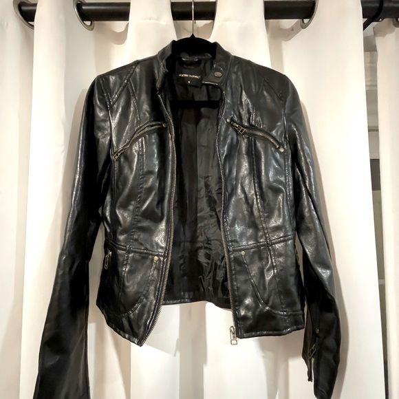 Poetry Clothing Black Vegan Leather Moto Jacket – Women’s Size Small - Picture 2 of 2